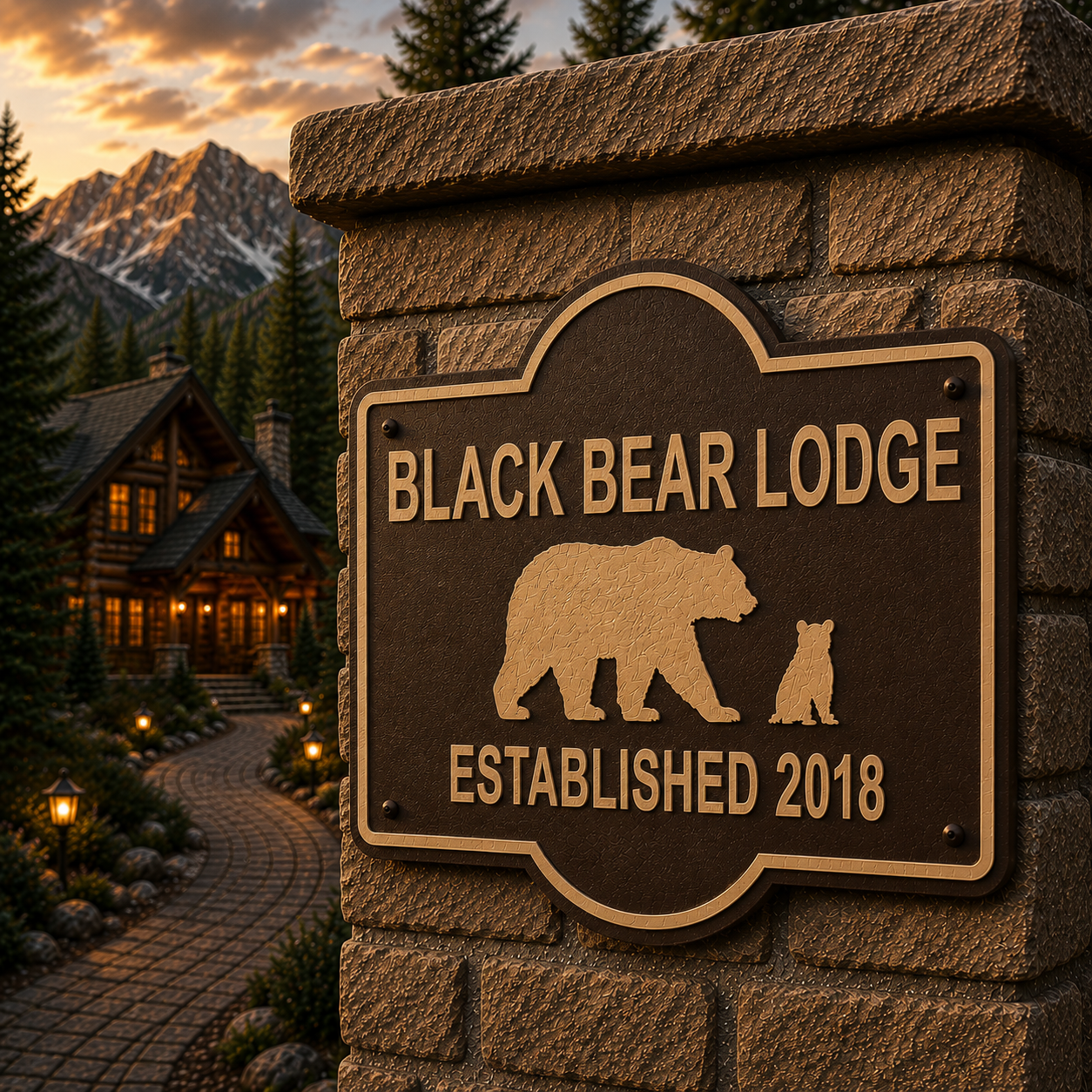 Customizable Bear & Cub Sign