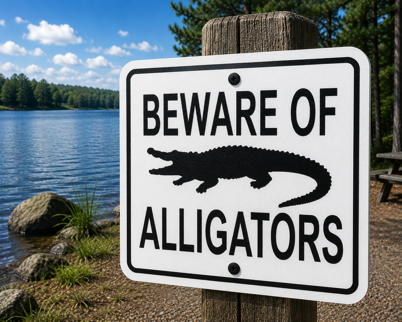 Beware of Alligators Sign 10 x 10