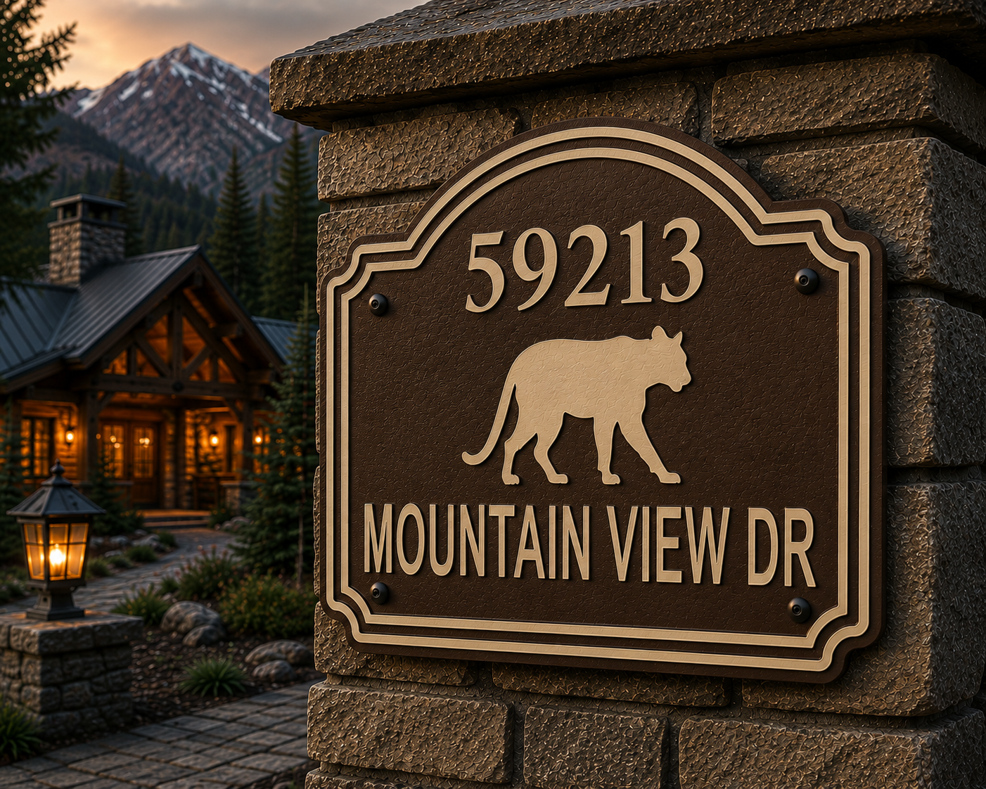 Custom Mountain Lion Address Sign
