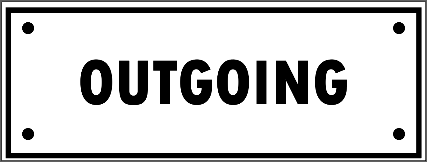 "OUTGOING" TAG, 3 X 8