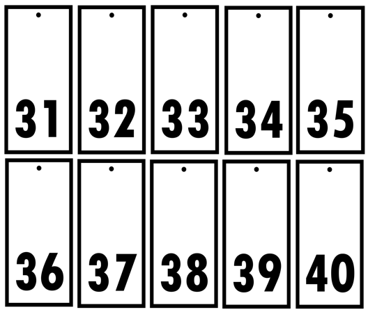 Numbered Key Tags - 10 Pack