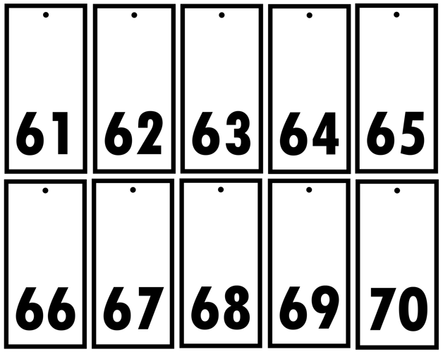 Numbered Key Tags - 10 Pack