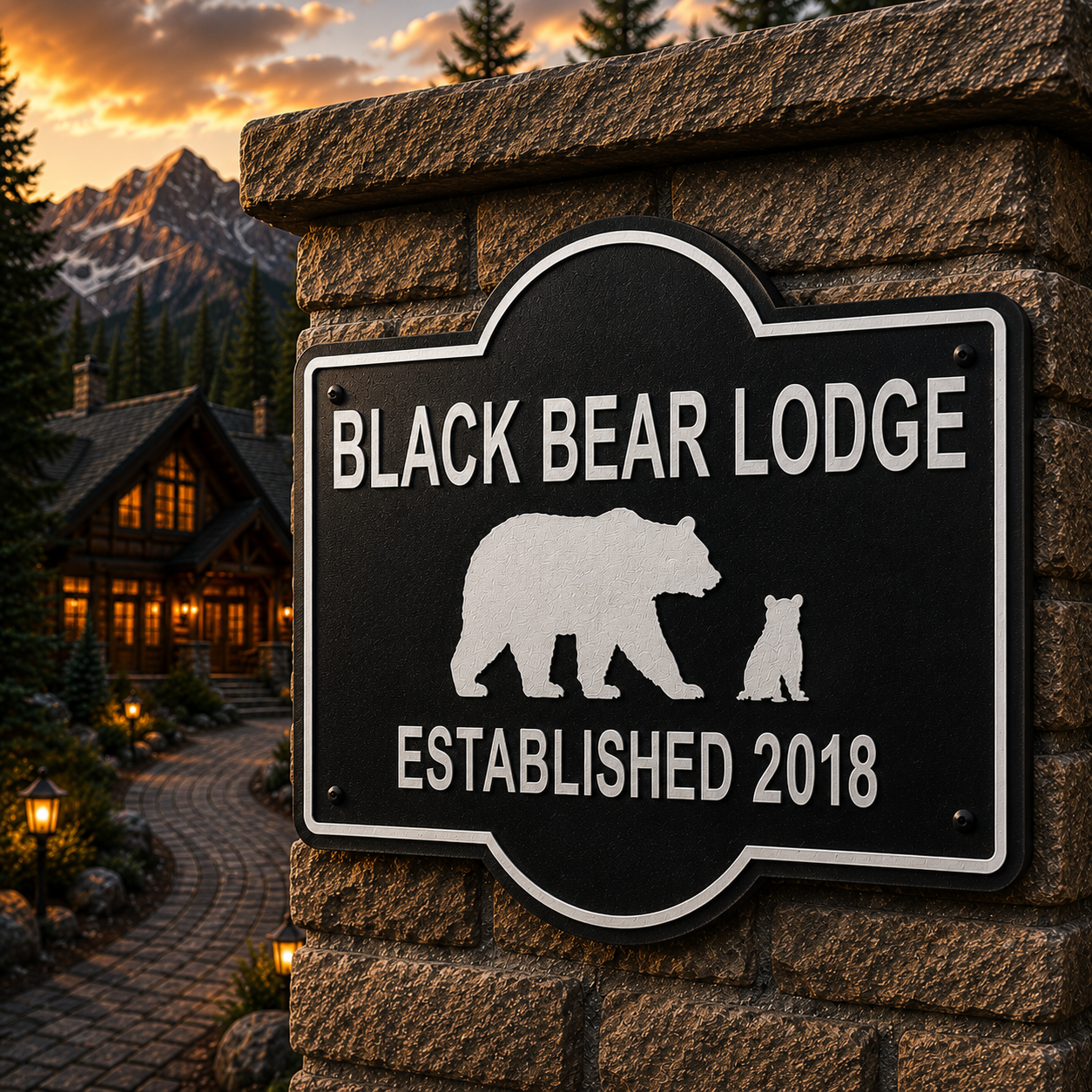 Customizable Bear & Cub Sign