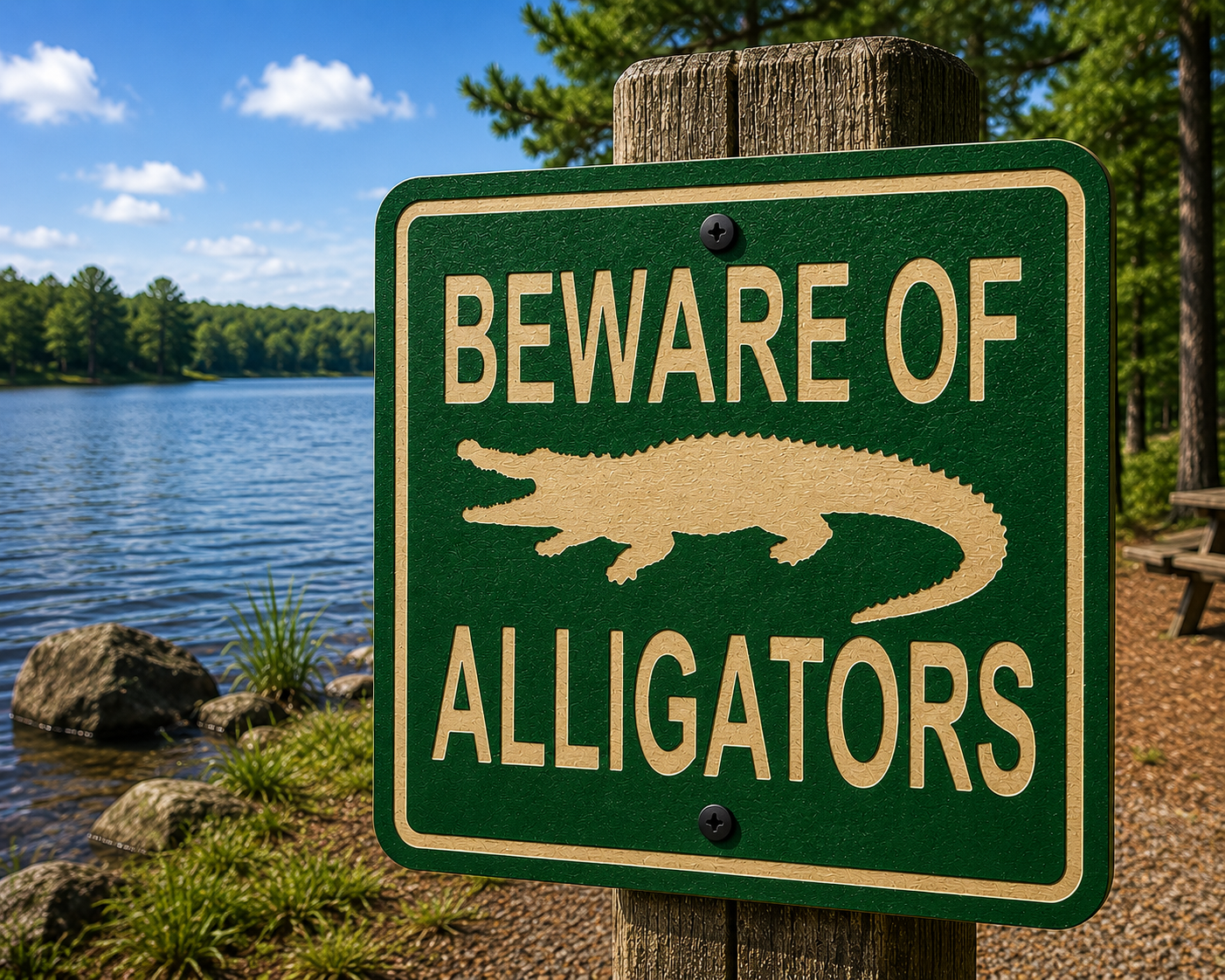 Beware of Alligators Sign 10 x 10