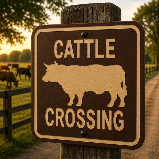 Cattle Crossing Sign, 10 x 10