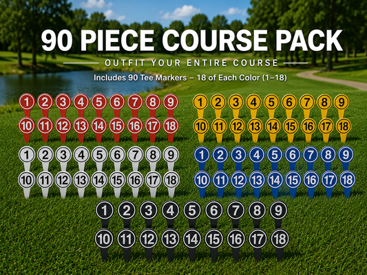 4" Round Color Core Golf Tee Marker Complete Course Set (90-Piece)