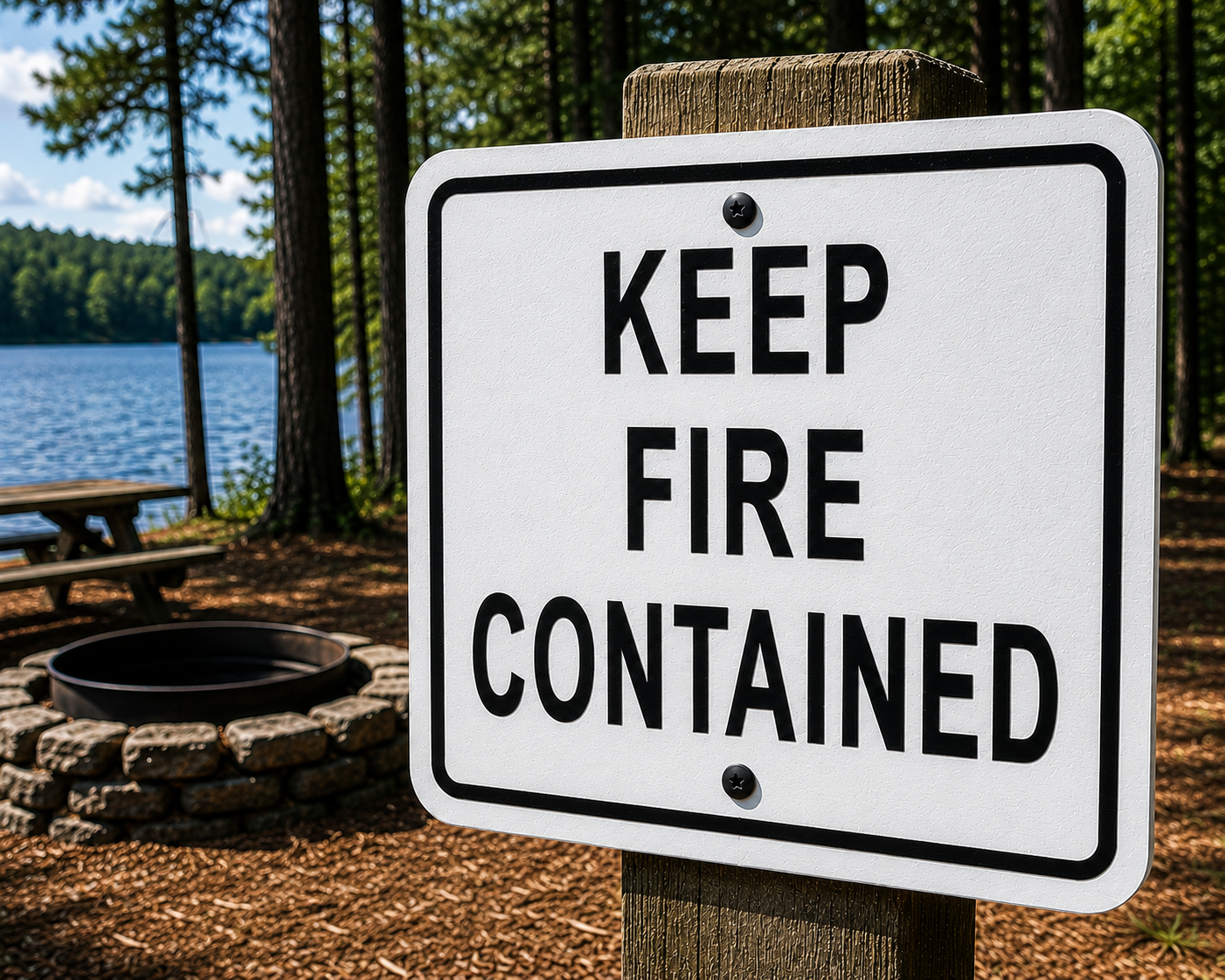 Keep Fire Contained Sign 10 x 10
