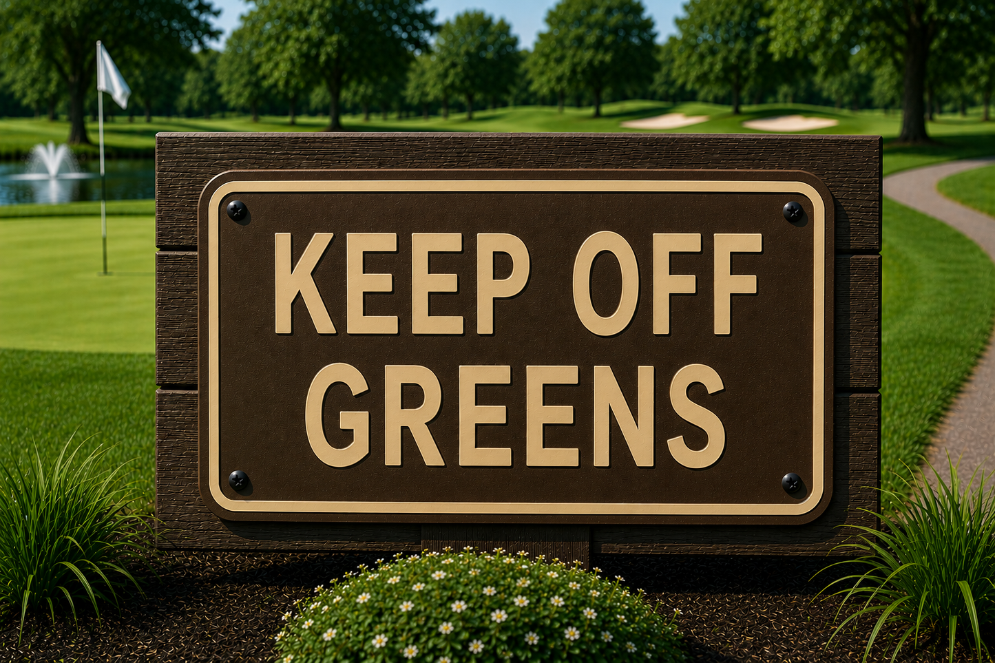 Keep Off Of Greens Sign