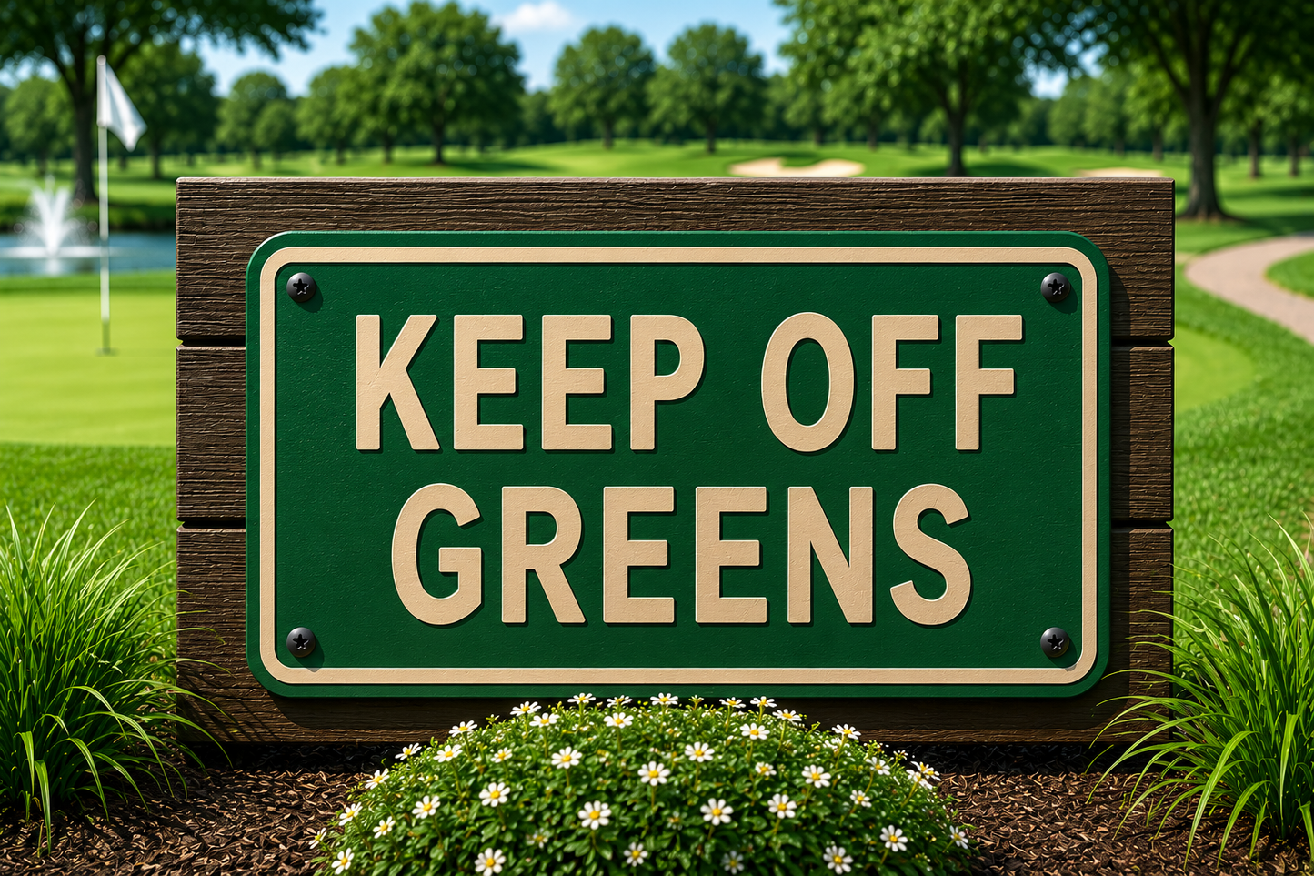 Keep Off Of Greens Sign
