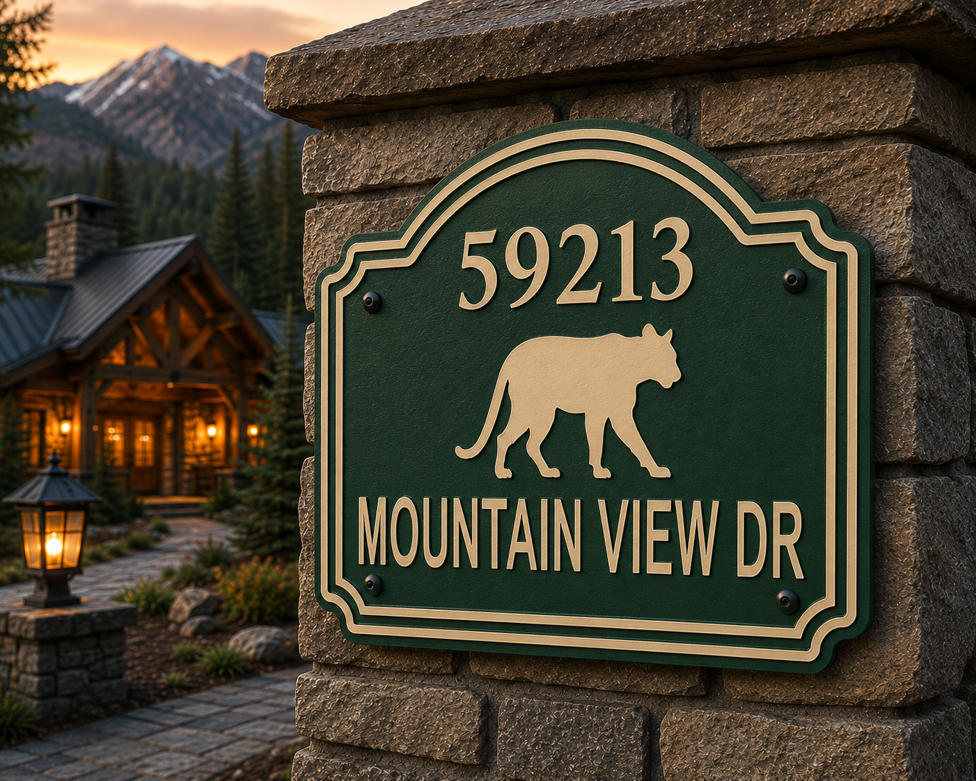 Custom Mountain Lion Address Sign