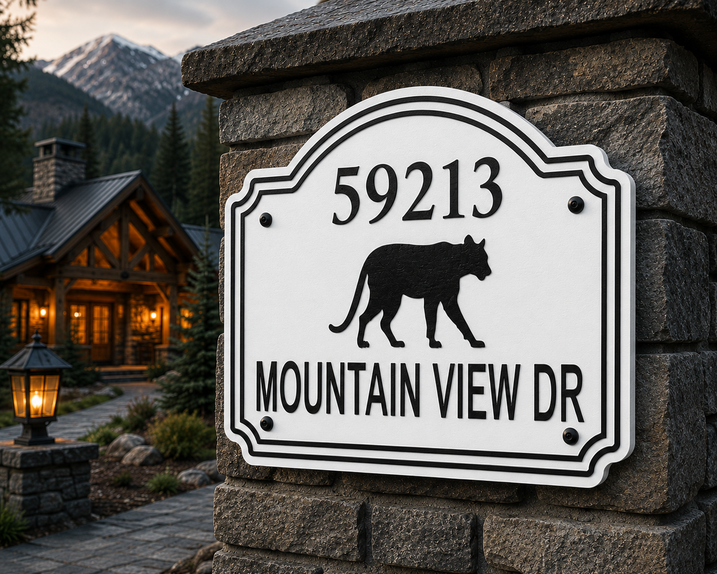 Custom Mountain Lion Address Sign