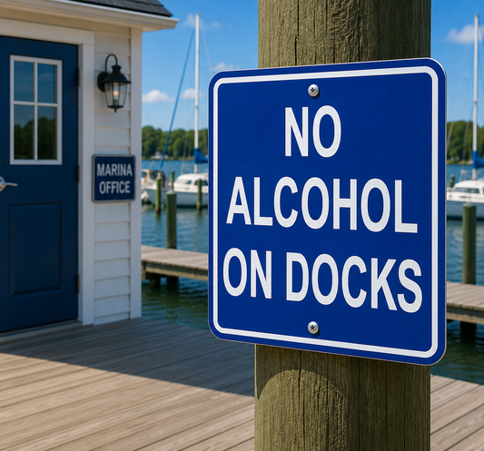 No Alcohol On Docks Sign 10 x 10