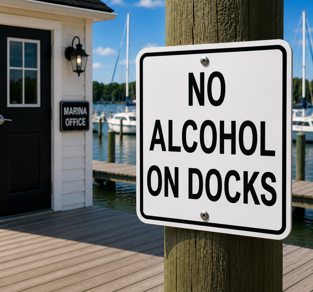 No Alcohol On Docks Sign 10 x 10