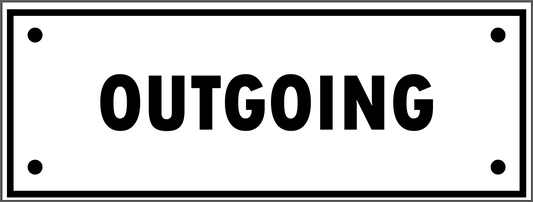 "OUTGOING" TAG, 3 X 8