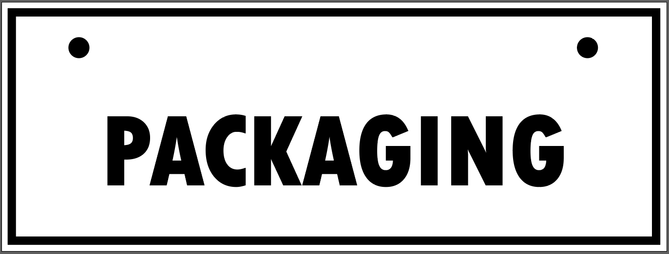 "PACKAGING" TAG, 3 X 8