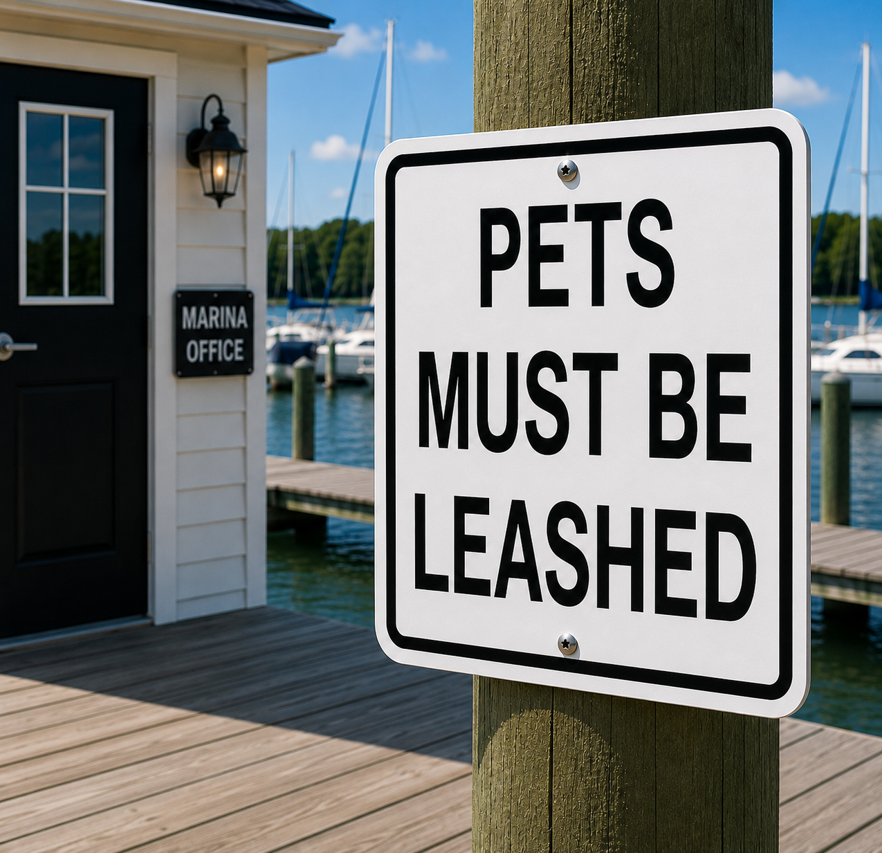 Pets Must Be Leashed Sign 10 x 10