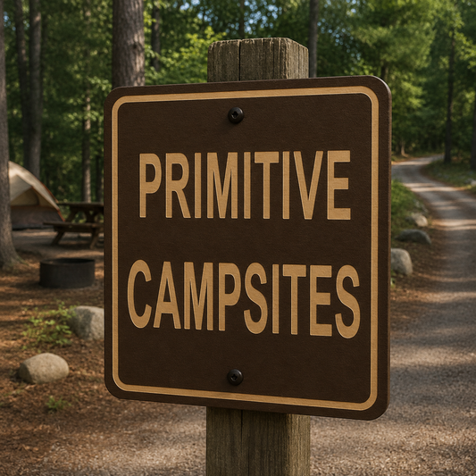 Primitive Campsites Sign, 8 x 8