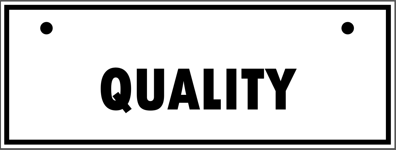 "QUALITY" TAG, 3 X 8