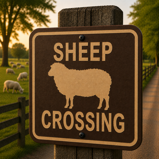 Sheep Crossing Sign, 10 x 10