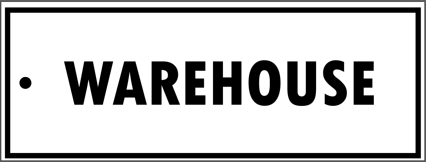 "WAREHOUSE" TAG, 3 X 8