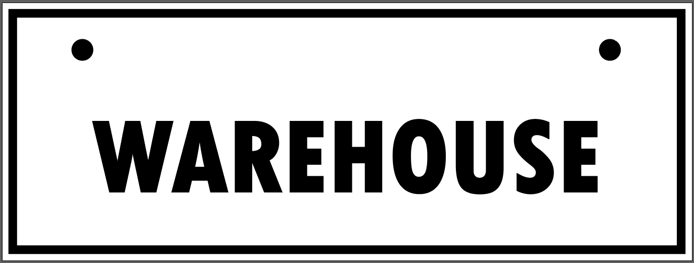"WAREHOUSE" TAG, 3 X 8