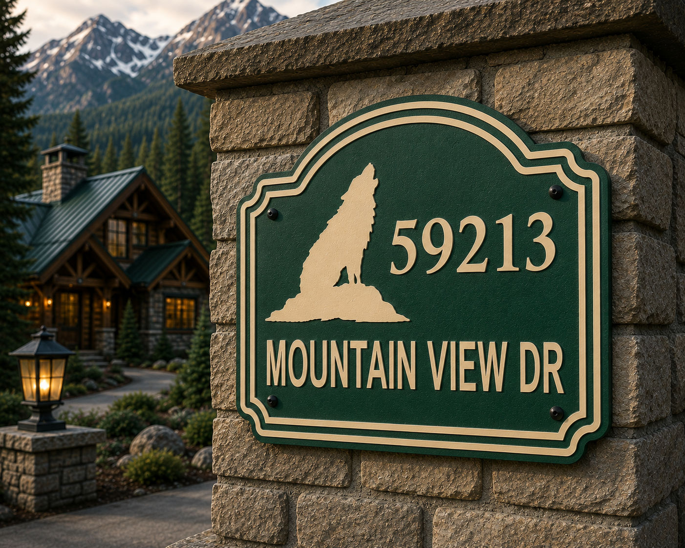 Custom Wolf Address Sign