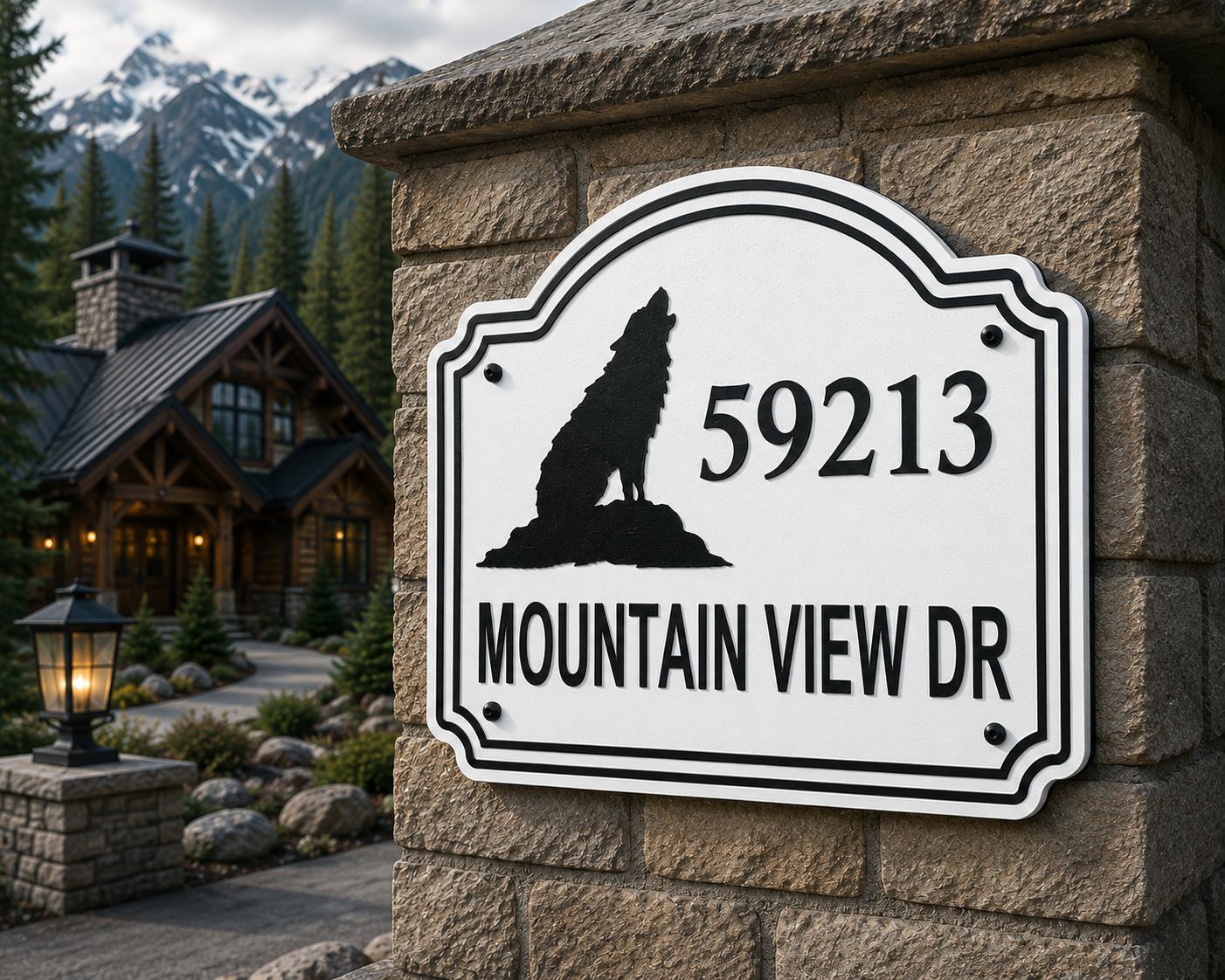 Custom Wolf Address Sign