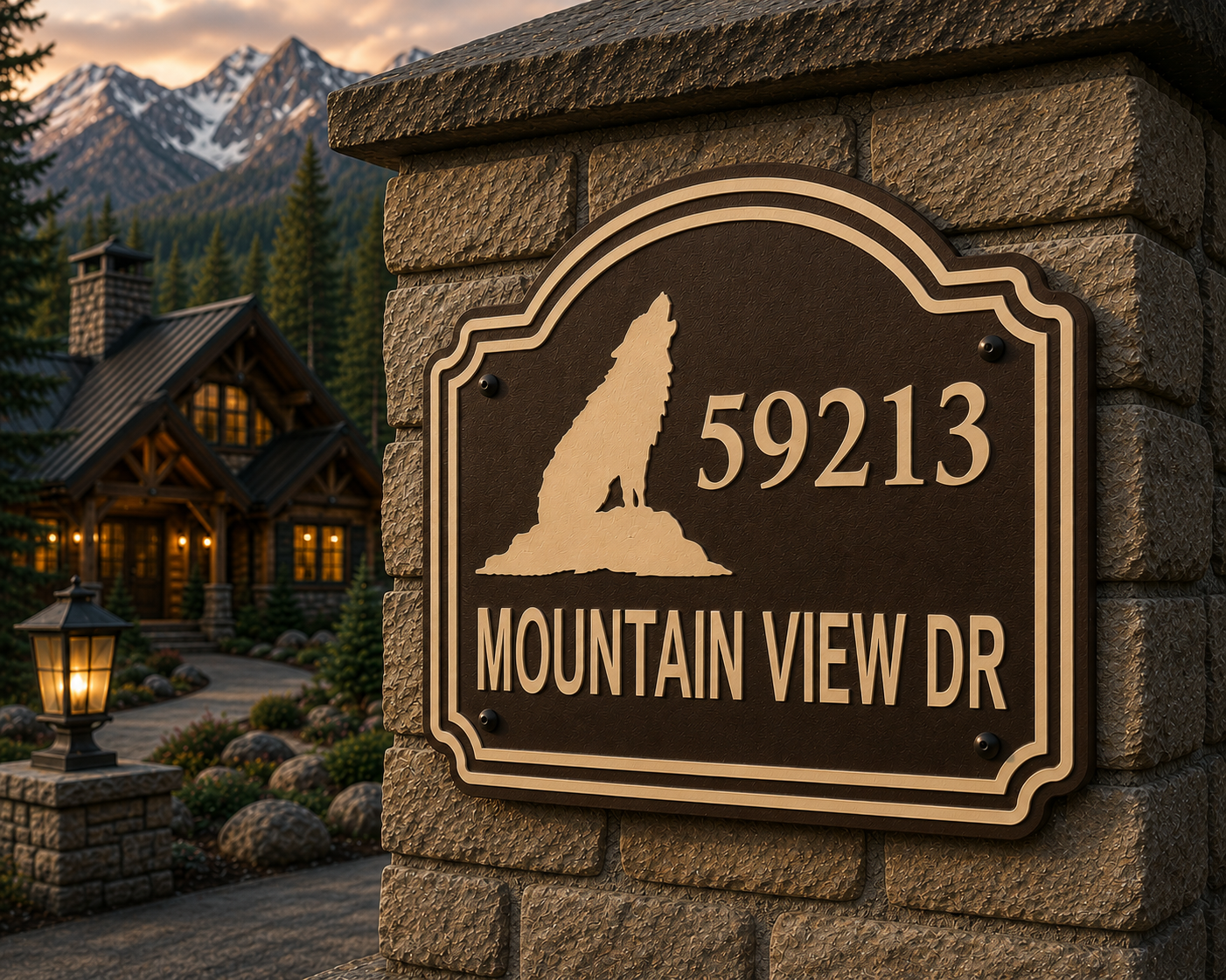Custom Wolf Address Sign